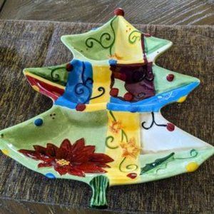Large Beautiful Christmas Holiday Serving Platter With Gorgeous Details & Colors